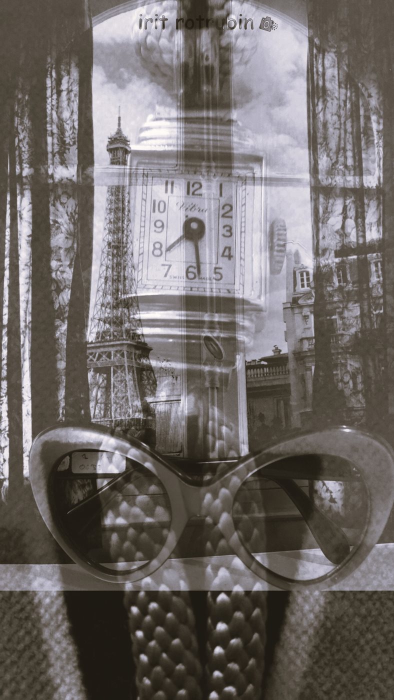 משקפיים ושעונים וינטג' מול אייפל 00248